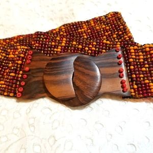 Vtg Monies Gerda Lynggaard Wooden with Glass Beads Belt